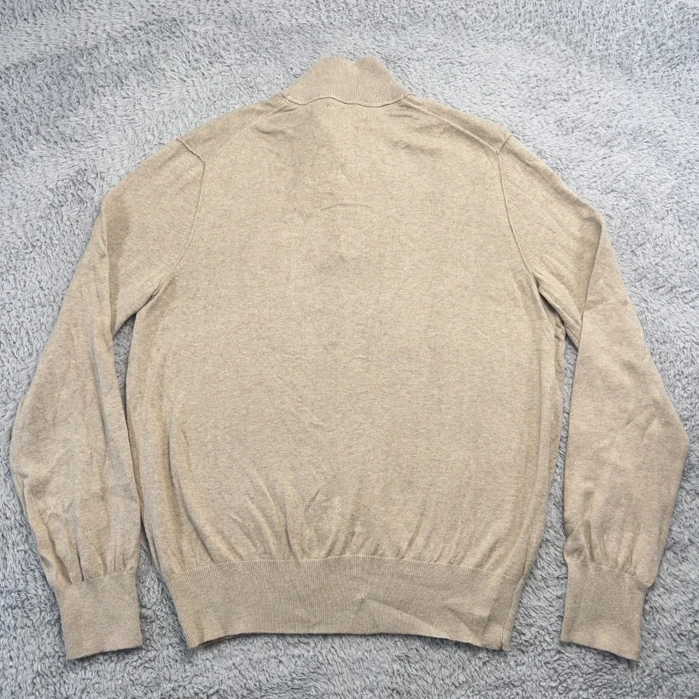 Banana Republic Sweater Mens Large NWT Oatmeal Beige Cotton Quarter Zip Pullover